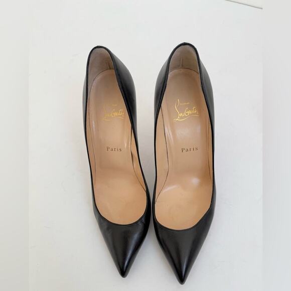 Christian Louboutin Black leather Pigalle 100mm pointed toe pumps EU 39.5 - Picture 2 of 10